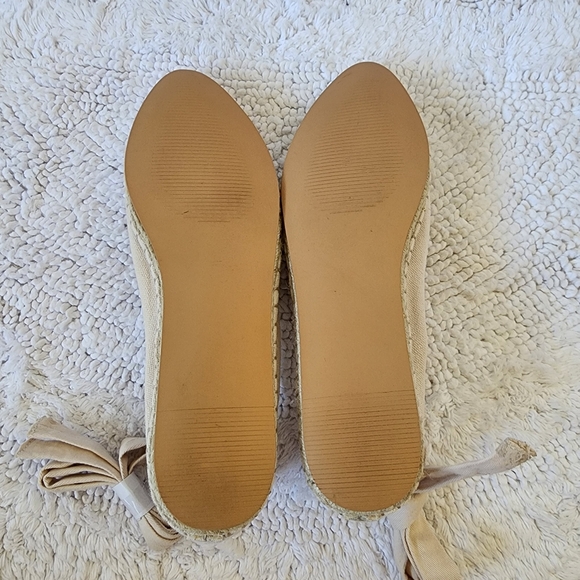 Who What Wear nude white fabric flat ballet lace up straps size 7 new - Picture 4 of 6